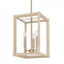  2075-3P MBS-LNR - Kimber 3 Light Pendant in Modern Brass with Light Natural Rattan Accents